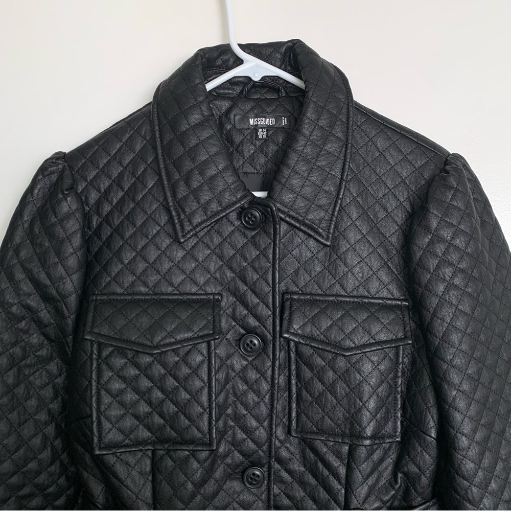 MISSGUIDED Black Faux Leather Coat - Picture 2 of 8